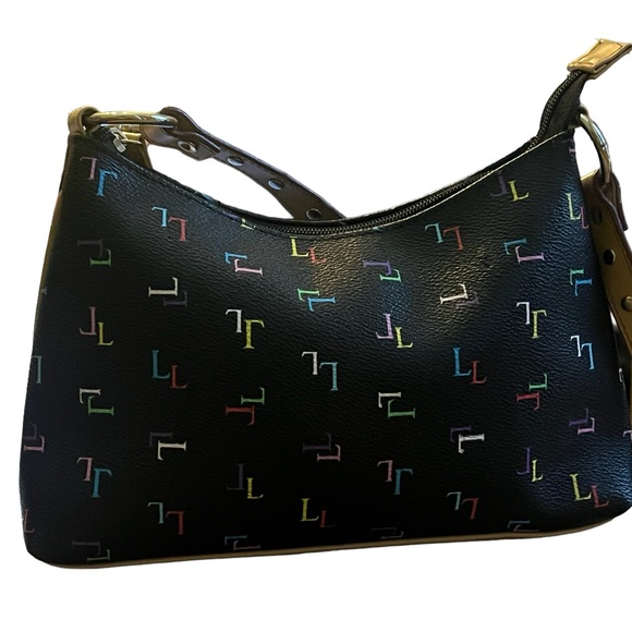 black shoulder purse Handbag with Multi colored L’s - Picture 2 of 6